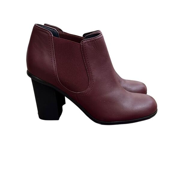 Jil Sander 'Navy' Leather Ankle Boots Burgundy Size 38 US 8 - Picture 2 of 8